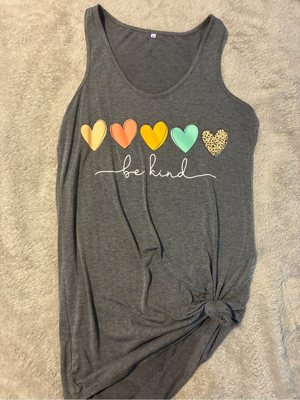 Be Kind Heart Graphic Tank Top Dress - Charcoal Gray
